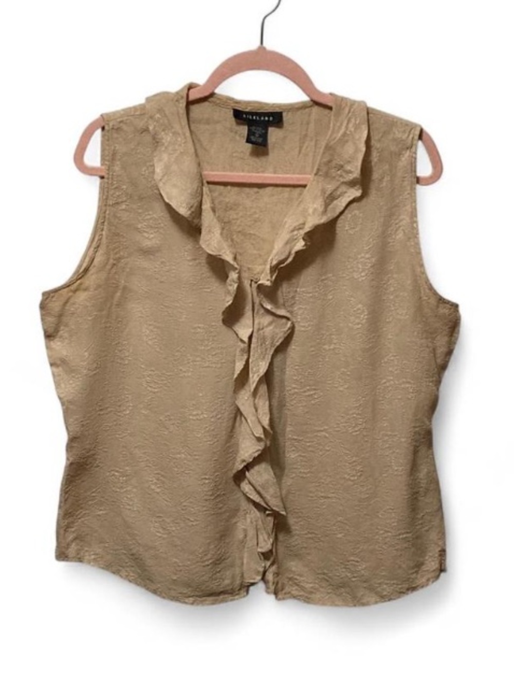 Silkland 100% Silk Tan Ruffle Sleeves Blouse